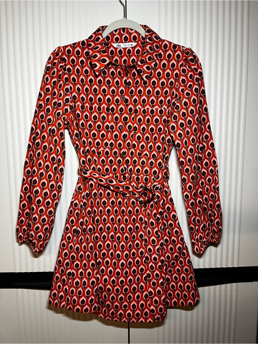 Zara Red and Black Geometric Mini Dress